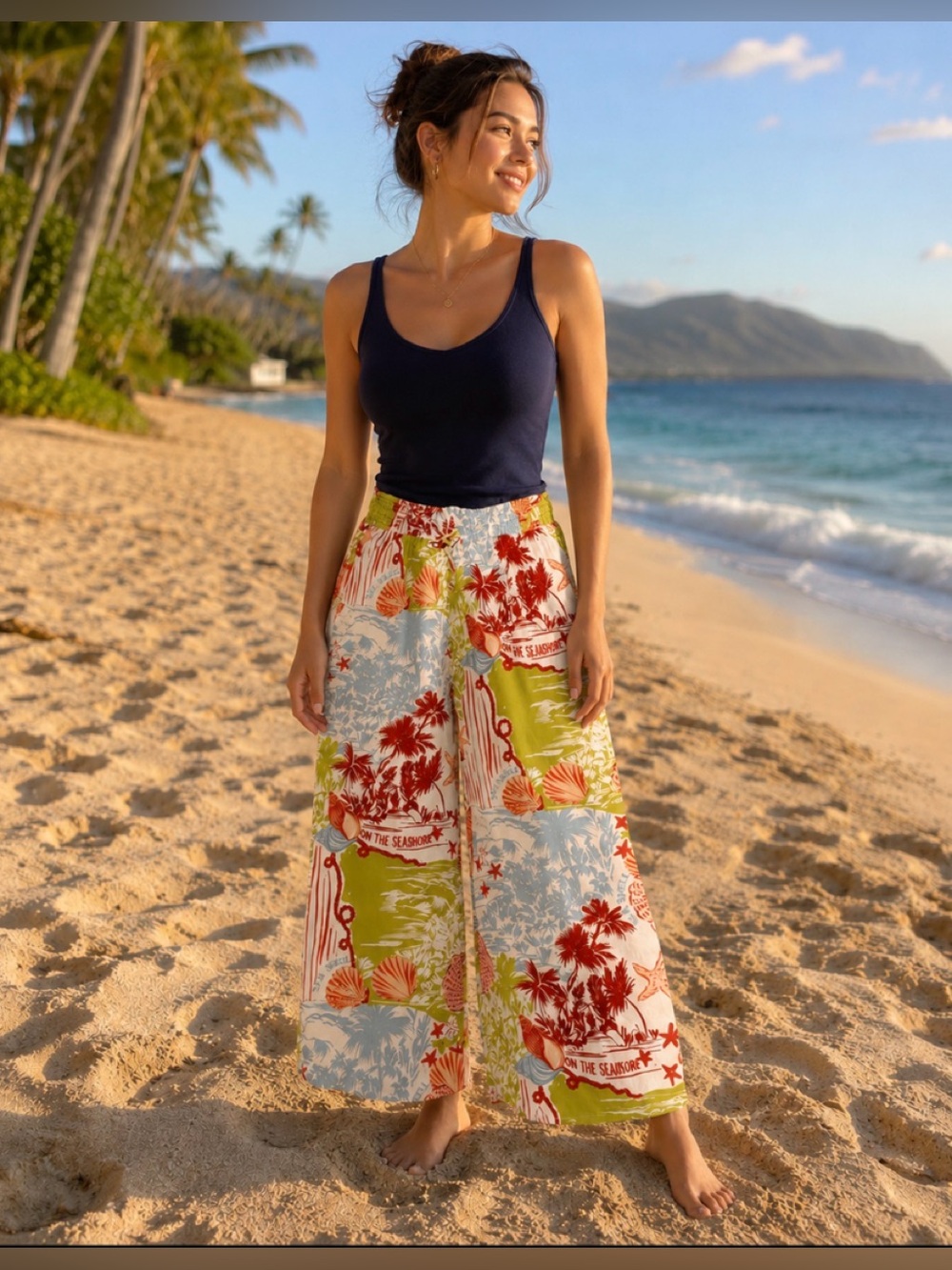 Anthropologie Label of Love “Seashore” Wide Leg Pants Lightweight Boho. Sz S NWT